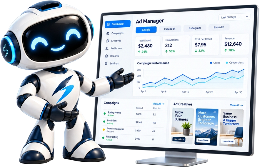 Dash presenting the ad manager